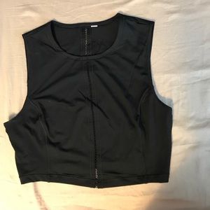 Black Lululemon crop top with lace pattern